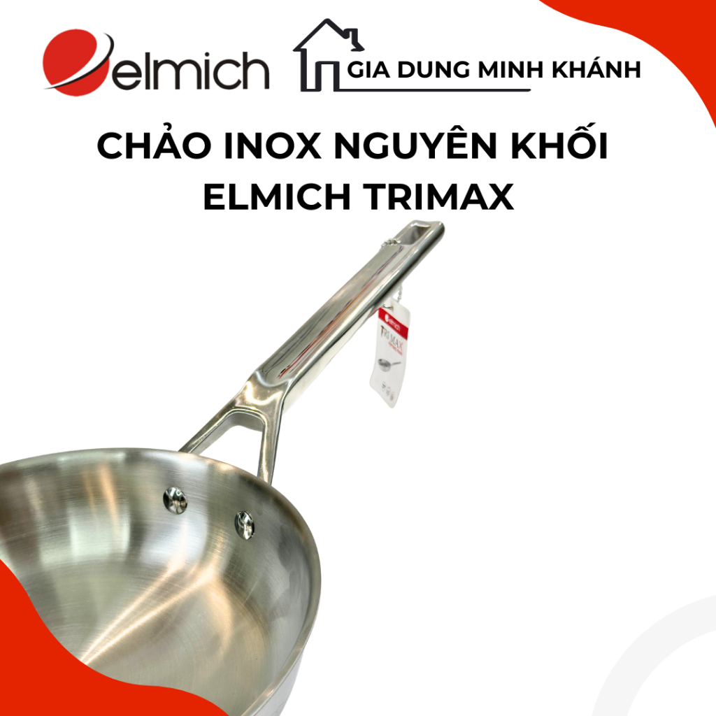 Chảo nguyên khối inox 304 cao cấp Trimax EL-3737Max size 20cm, EL-3738Max size 24cm, EL-3739Max size 26cm