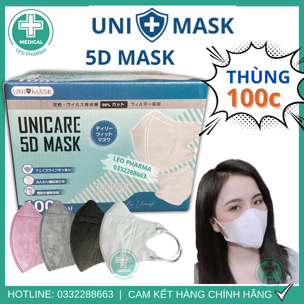 Khẩu Trang 5D UNI MASK  Hàng Cao Cấp Chống Bụi Mịn Chính Hãng