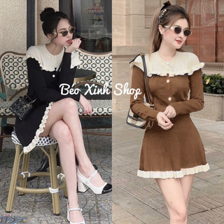 Set váy áo croptop có lót quần đen vải thun tăm bigsize 50-100kg - a.1235
