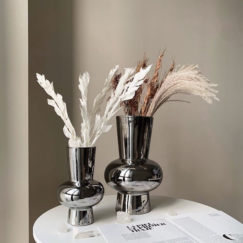 Bình cắm hoa tráng gương cao cấp trang trí phong khách hiện đại sang trọng dùng để cắm hoa