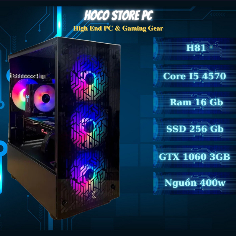 Thùng PC Hoco Gaming - Làm việc Plus 01, Core i5 4570, 16GB Ram, VGA Onboard / GTX 1060 (BH 3T) | Hoco Store PC