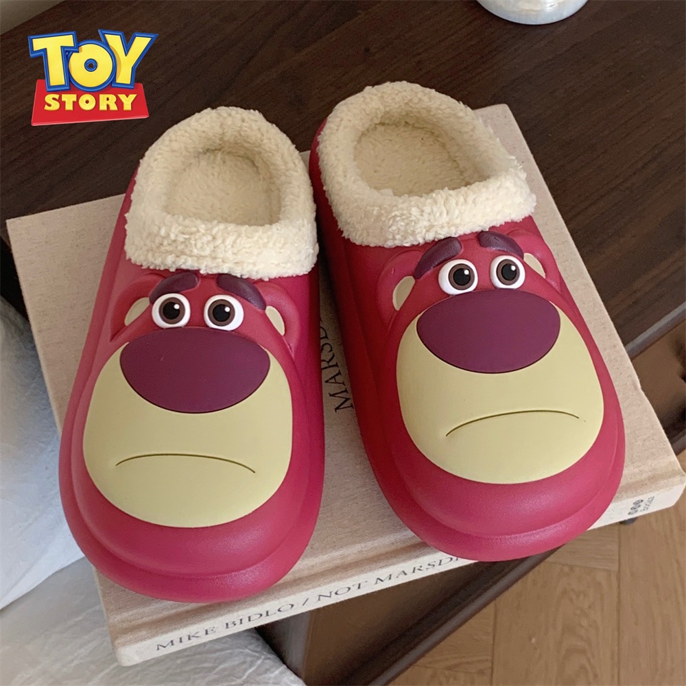Dép bông đi trong nhà Gấu dâu Lotso giữ ấm chân mùa thu đông