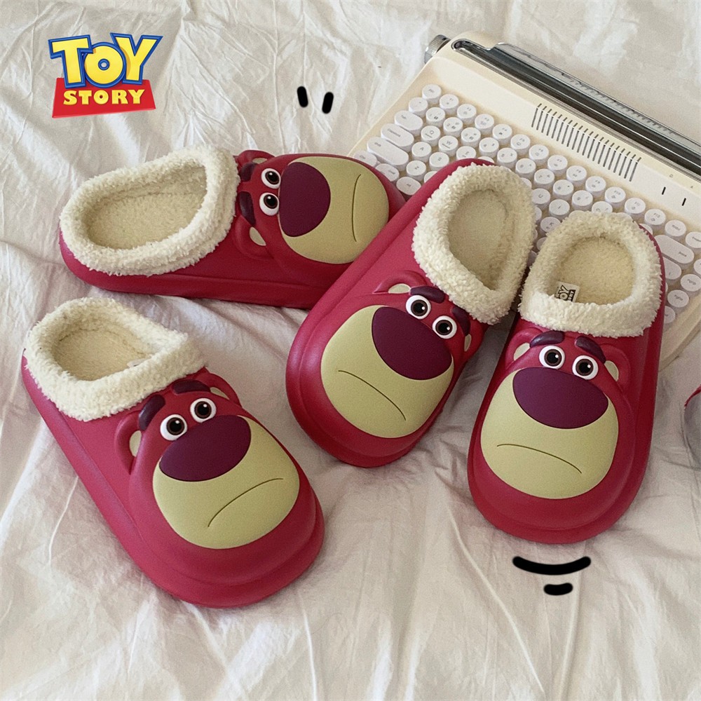 Dép bông đi trong nhà Gấu dâu Lotso giữ ấm chân mùa thu đông