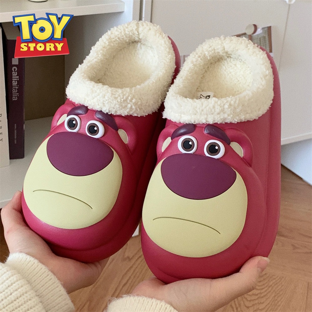 Dép bông đi trong nhà Gấu dâu Lotso giữ ấm chân mùa thu đông