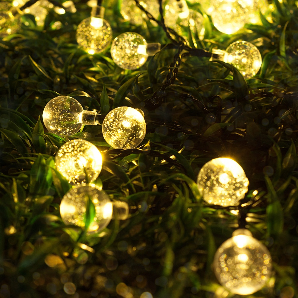 Đèn led dây Bi Bọt Cherry Ball vàng ấm hoặc nhiều màu dây đen dài 10m trang trí Tết Noen decor nhà cửa chống nước