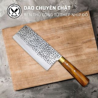 Dao Chặt Xương Thép Nhíp Ô Tô Dập Vân 2 Mặt Cao Cấp - Cán Cẩm Chỉ Khâu Đồng