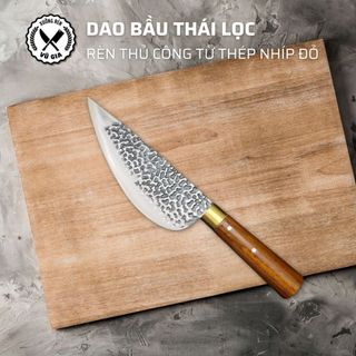 Dao Bầu Thép Nhíp Ô Tô Dập Vân 2 Mặt - Cán Gỗ Cẩm Chỉ Cao Cấp