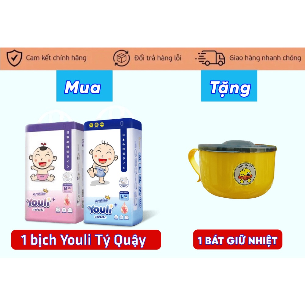 DEAL QUÀ TẶNG Tã Bỉm dán quần Youli Tí Quậy size S M L XL XXL XXXL  46-72