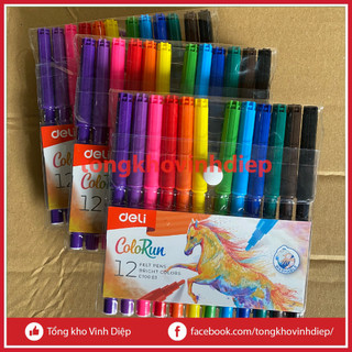 Bộ bút màu dạ vẽ học sinh 12 màu, bộ bút dạ màu cấp 1, 1 hộp bút dạ