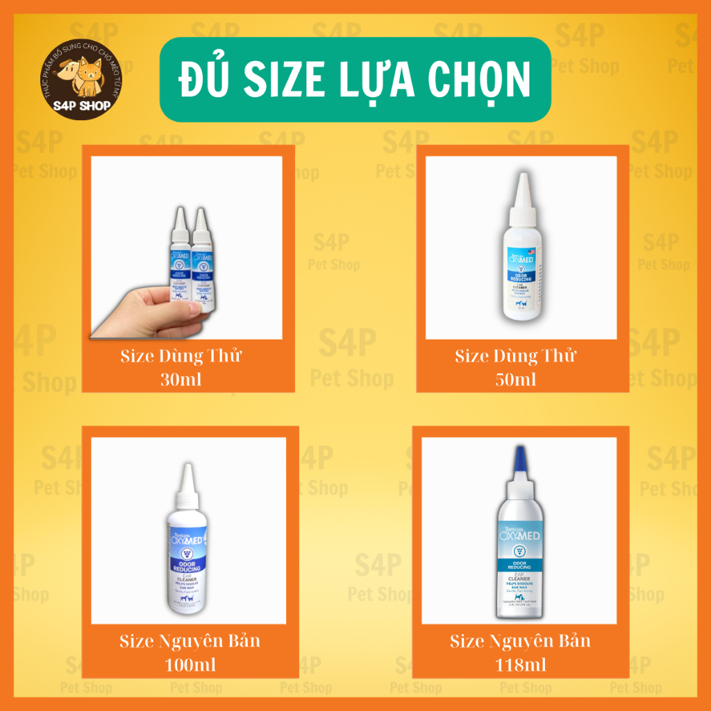 Dung dịch vệ sinh tai, тrị vιêм tai, hôi tai, nấm tai cho chó mèo Oxymed Tropiclean 118ml
