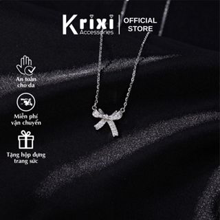 Dây chuyền bạc 925 Krixi Silver, vòng cổ bạc nữ chiếc nơ nhỏ xinh