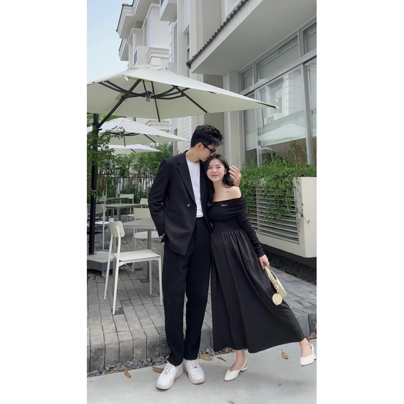 Váy trệt vai tay dài