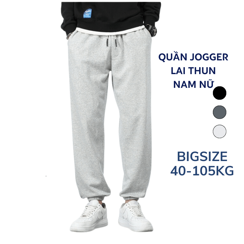 Quần Jogger 40-105Kg Nam Nữ Lai thun Bigsize thun da cá thoáng mát, co giãn