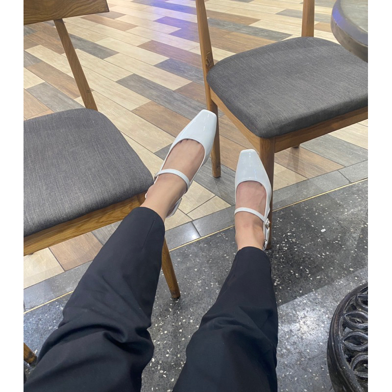 Giày slingback mũi vuông  đế vuông 3 phân kiểu dáng maryjane quai ngang phối khóa đá cao cấp _Min3004XBQNKV