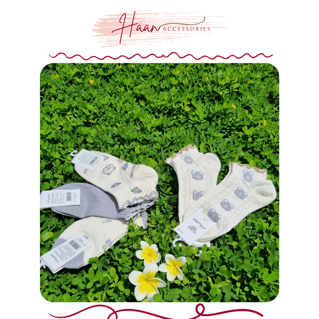 Set 5 Tất vớ nữ hình họa tiết dễ thương chất cotton loại 1, ảnh thât, thấm hút mồ hôi,