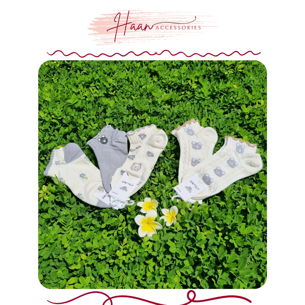 Set 5 Tất vớ nữ hình họa tiết dễ thương chất cotton loại 1, ảnh thât, thấm hút mồ hôi,