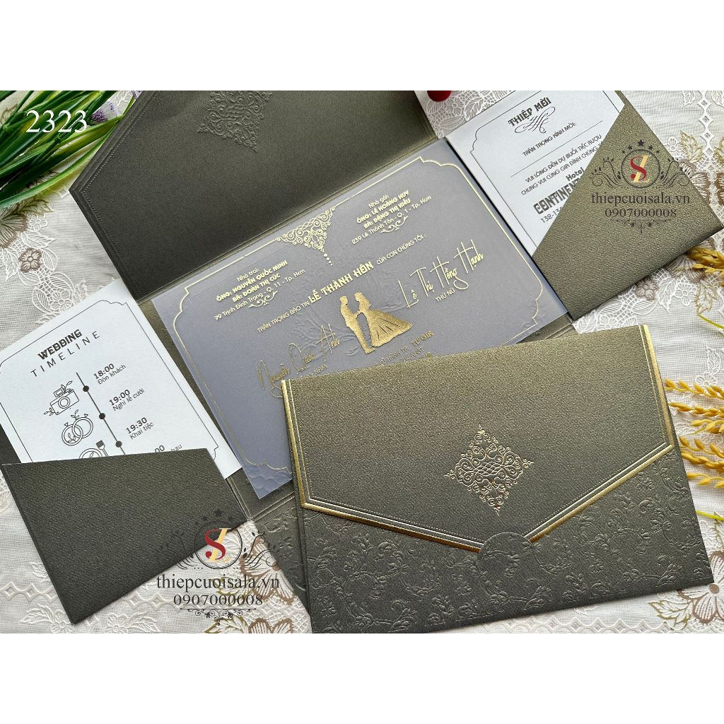 Thiệp cưới Mica Sang trọng SL2323, in >300 thiệp, dưới 300 liên hệ Shop