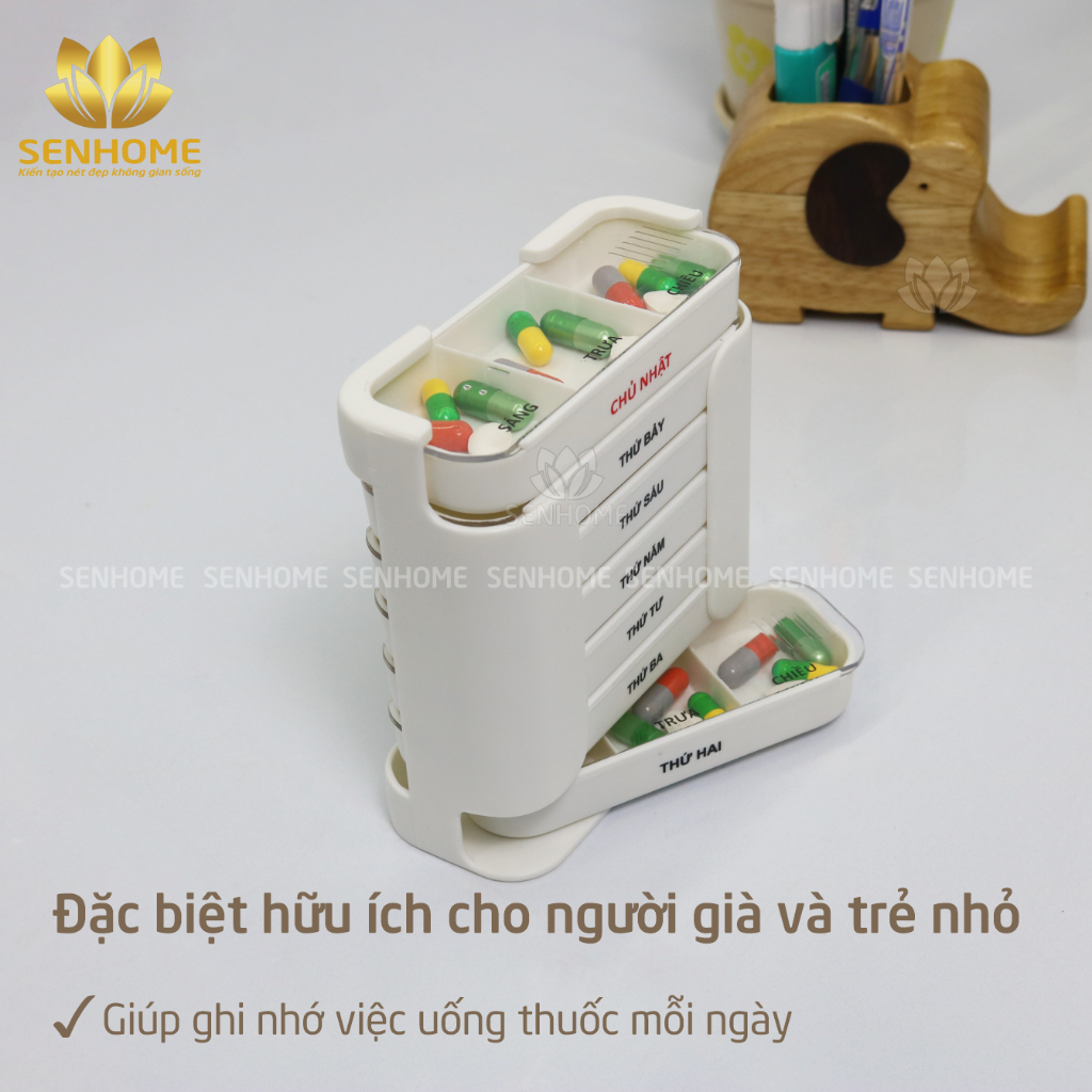 Hộp Chia Thuốc 7 Ngày SENHOME Loại 3 Ngăn Và 4 Ngăn Phiên Bản Tiếng Việt