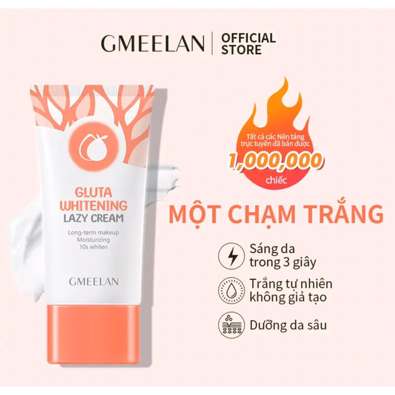 Kem LAZY CREAM 30g SPA20 GMEELAN GLUTA WHITENING làm sáng da Kem và cân bằng màu da giúp che khuyết điểm hiệu quả