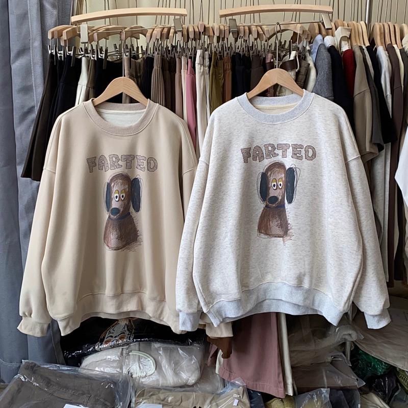 Áo nỉ sweater bên trong lót nhung form rộng