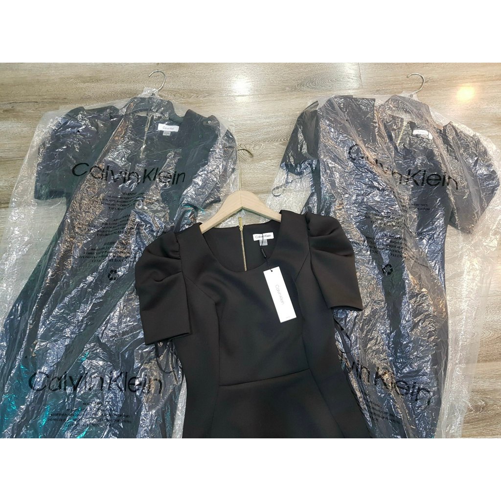 Đầm váy CK body tay bồng vải co giãn