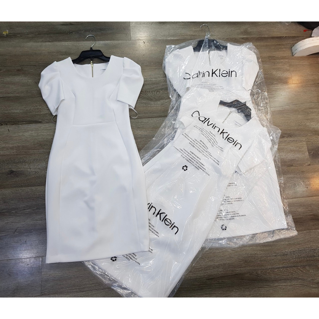 Đầm váy CK body tay bồng vải co giãn