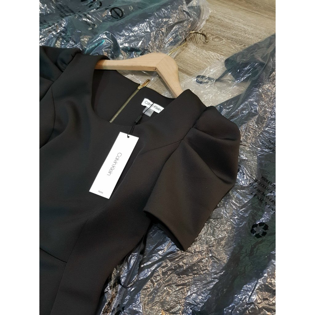 Đầm váy CK body tay bồng vải co giãn