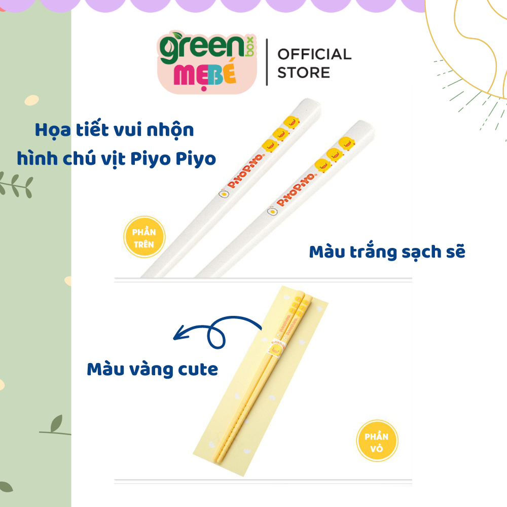 Đũa tập ăn cho bé Piyo Piyo, nhựa PP không chứa BPA