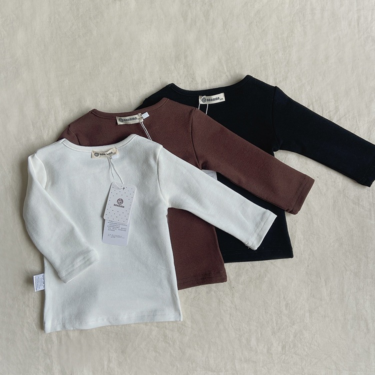Áo cotton dài tay màu trơn BBAMMA phong cách Hàn Quốc cho bé Vivi Baby