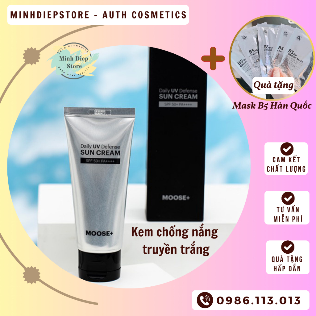 Kem chống nắng truyền trắng Moose+ 50ml , nâng tone , kiềm dầu SPF50+ PA++++