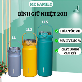 Bình đựng nước giữ nhiệt 1500ml có ống hút và nắp bật khóa đậy kin , có quai xách chắc chắn , giữ nóng 10 giờ giữ lạnh 2