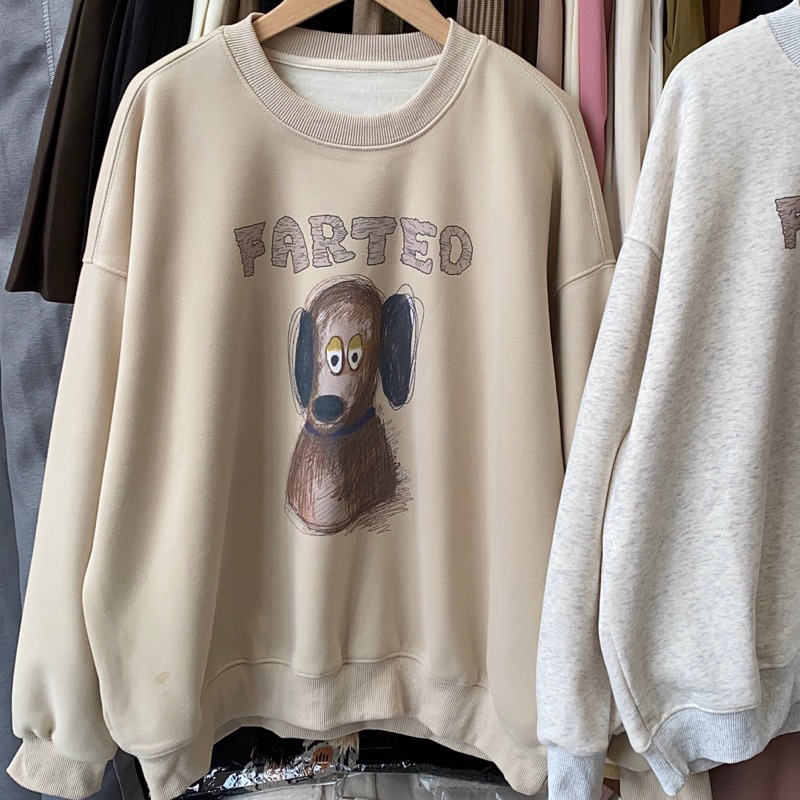 Áo nỉ sweater bên trong lót nhung form rộng