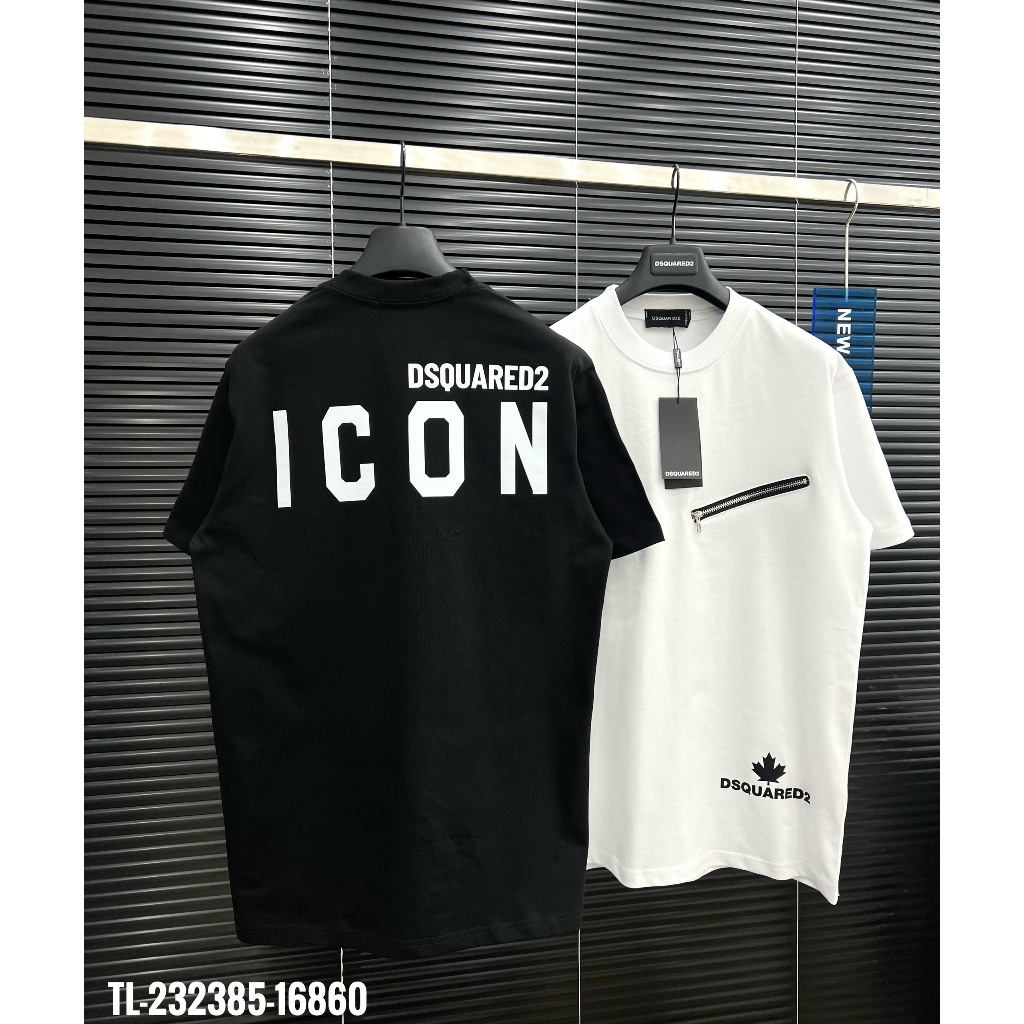 🔥Hot🔥Áo thun Dsquared2 2 khóa ngực in chữ lưng thiết kế hot trend Nam nữ New 2023