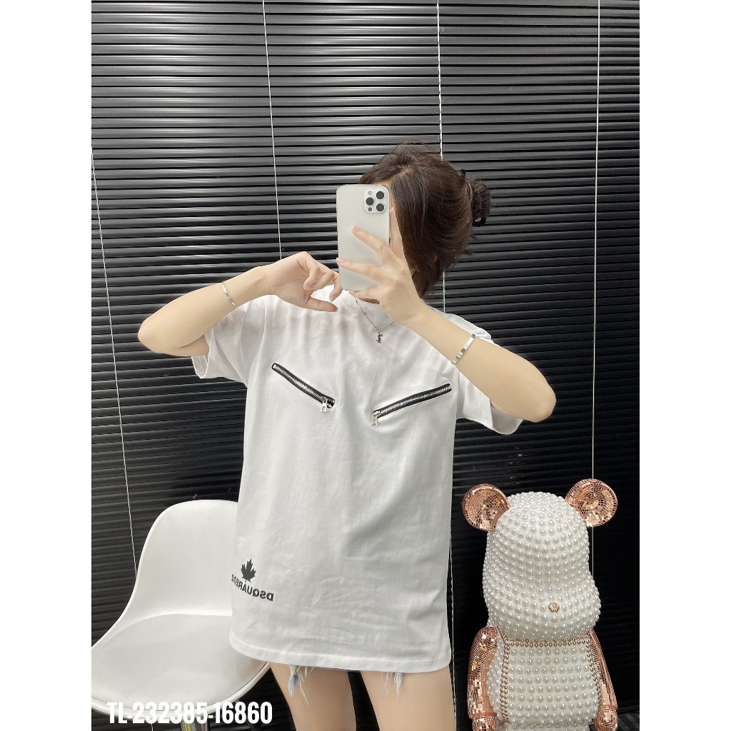 🔥Hot🔥Áo thun Dsquared2 2 khóa ngực in chữ lưng thiết kế hot trend Nam nữ New 2023