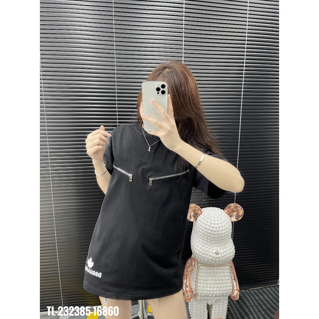 🔥Hot🔥Áo thun Dsquared2 2 khóa ngực in chữ lưng thiết kế hot trend Nam nữ New 2023