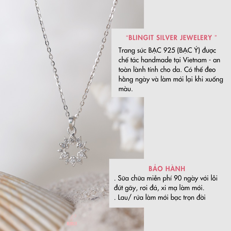 Dây chuyền bạc nữ BLINGIT hình mặt trời thiết kế hand made nữ tính sang trọng BIVC283