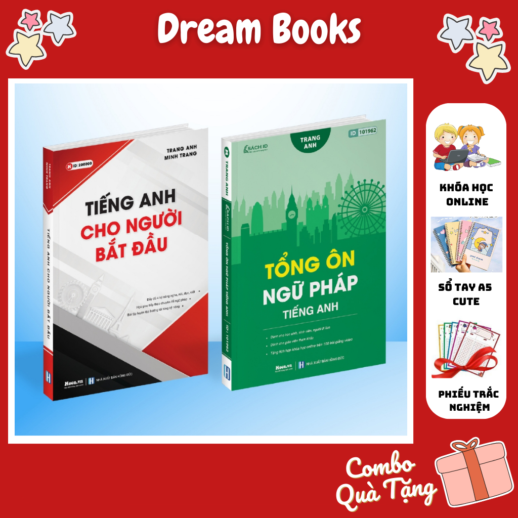 Sách- Combo Tiếng anh cho người mới bắt đầu và Tổng ôn ngữ pháp tiếng anh