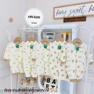 Body dài tay sơ sinh Hnkids vải nỉ Hàn size 3-9kg