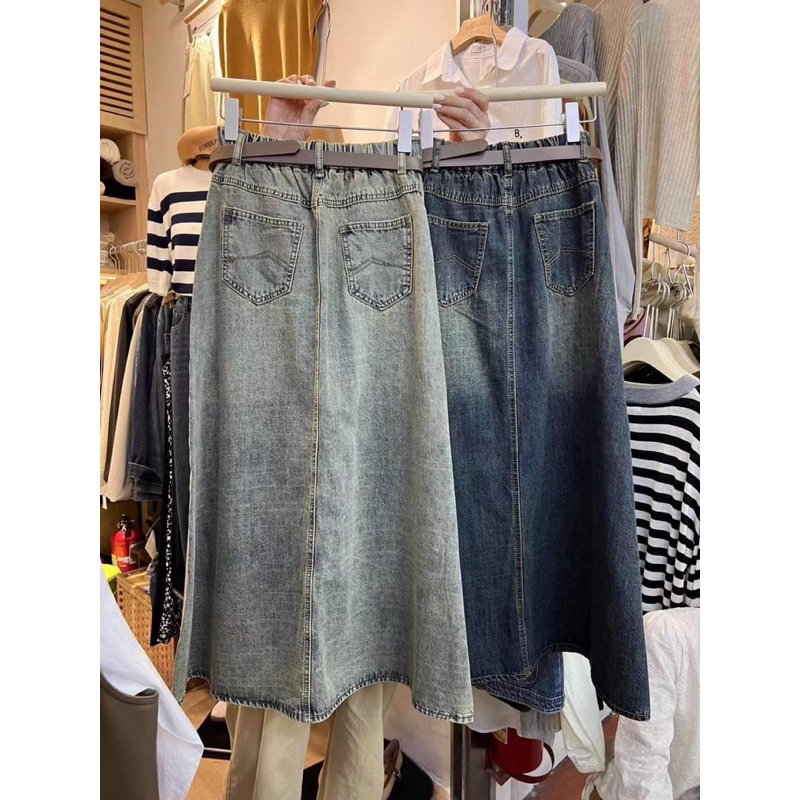 3273 CHÂN VÁY JEANS XOÈ DÁNG DÀI KÈM BELT
