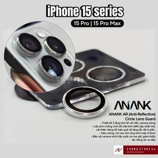 Bộ lens dán bảo vệ camera iPhone 15 Pro + Max chống chói Anank AR Circle Lens Guard