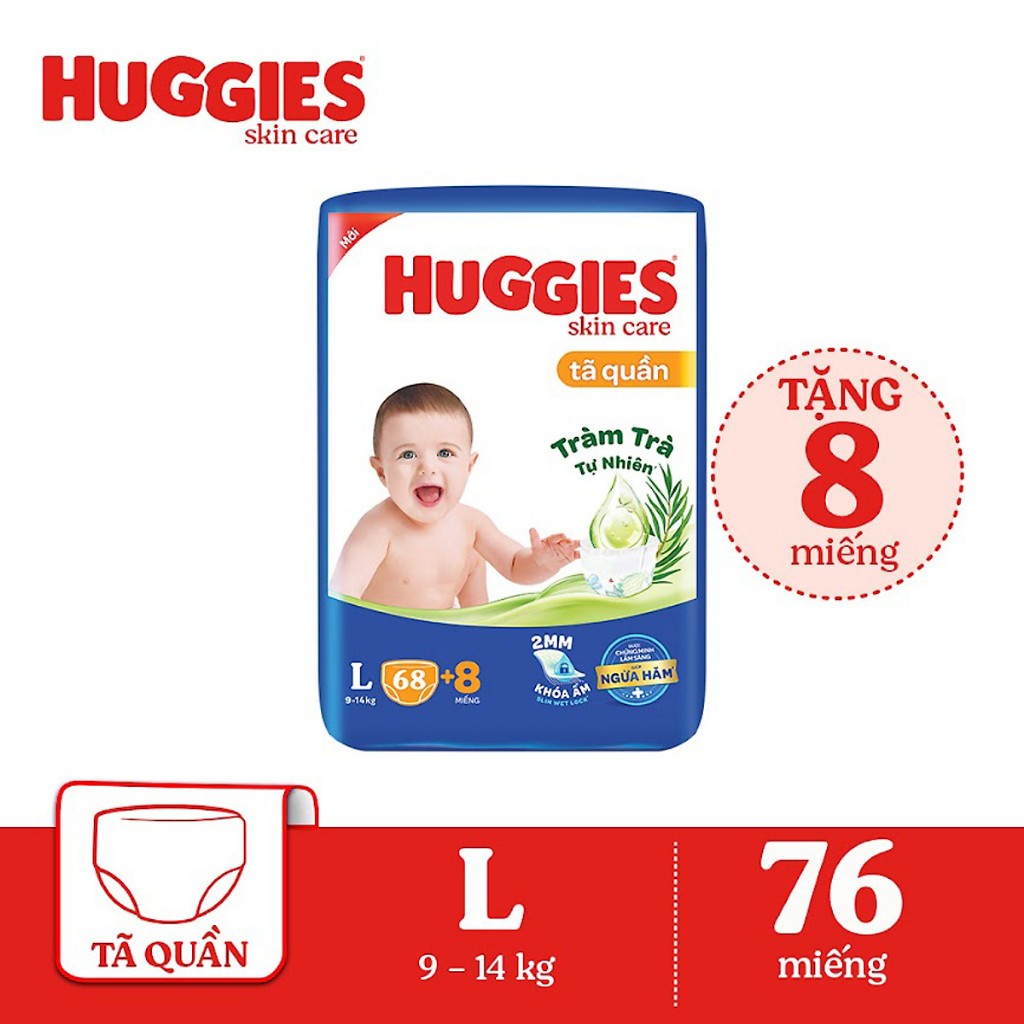 Cộng miếng - Tã/Bỉm Huggies quần/dán đủ size NB74/S88/M74/L68/XL62/XXL56 bao bì mới Skincare