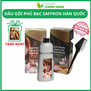 Dầu gội nhuộm phủ bạc saffron hàn quốc - saffron phủ bạc tóc từ nhụy hoa nghệ tây phủ màu đen, nâu đều, đẹp 500ml