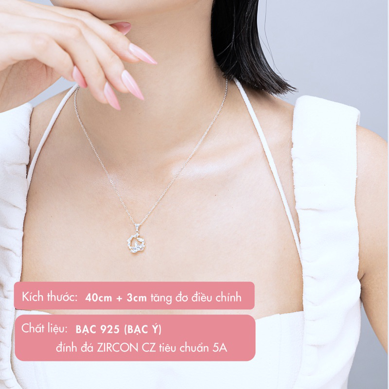 Dây chuyền bạc nữ 925 BLING IT thiết kế sang trọng họa tiết hoa sen BIVC347