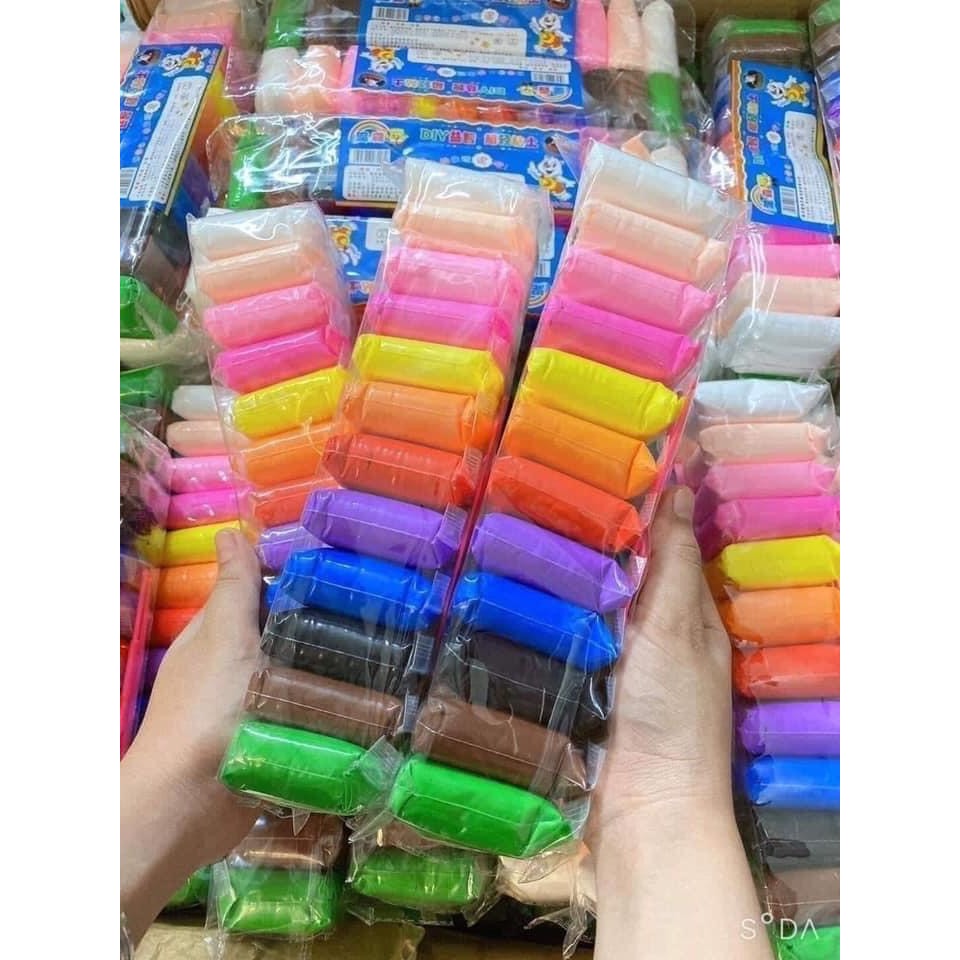 Combo đất sét tự khô Nhật 12/36 màu Schoolmate an toàn nặn hình cao cấp siêu nhẹ dành cho bé làm butter slime trang trí