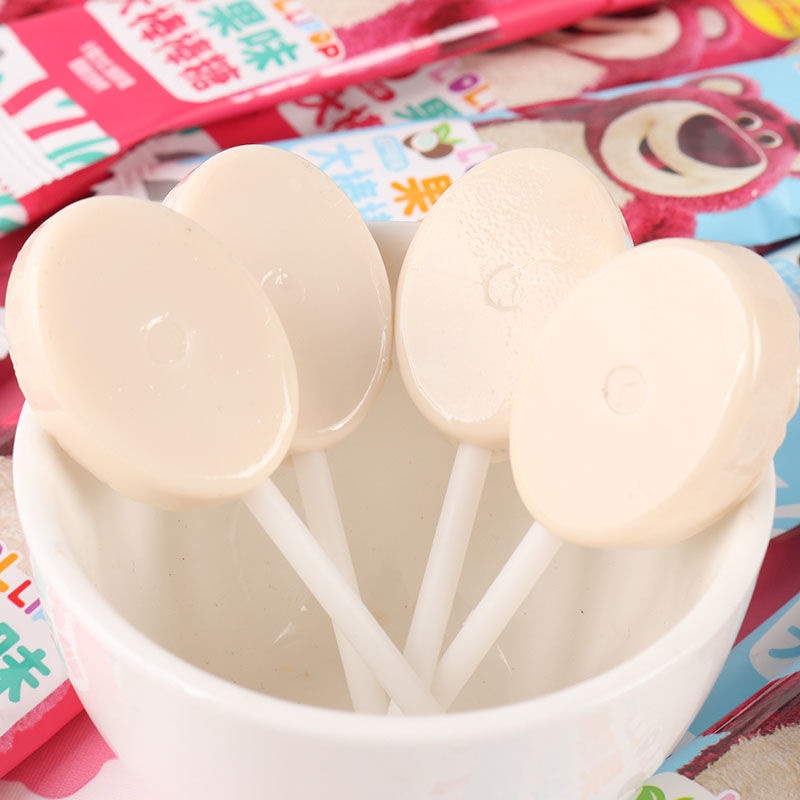 Combo 10 Que Kẹo Mút Sữa Gấu Dâu Lotso 3 Vị Dâu/ Dừa/Cam