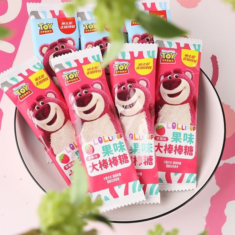 Combo 10 Que Kẹo Mút Sữa Gấu Dâu Lotso 3 Vị Dâu/ Dừa/Cam