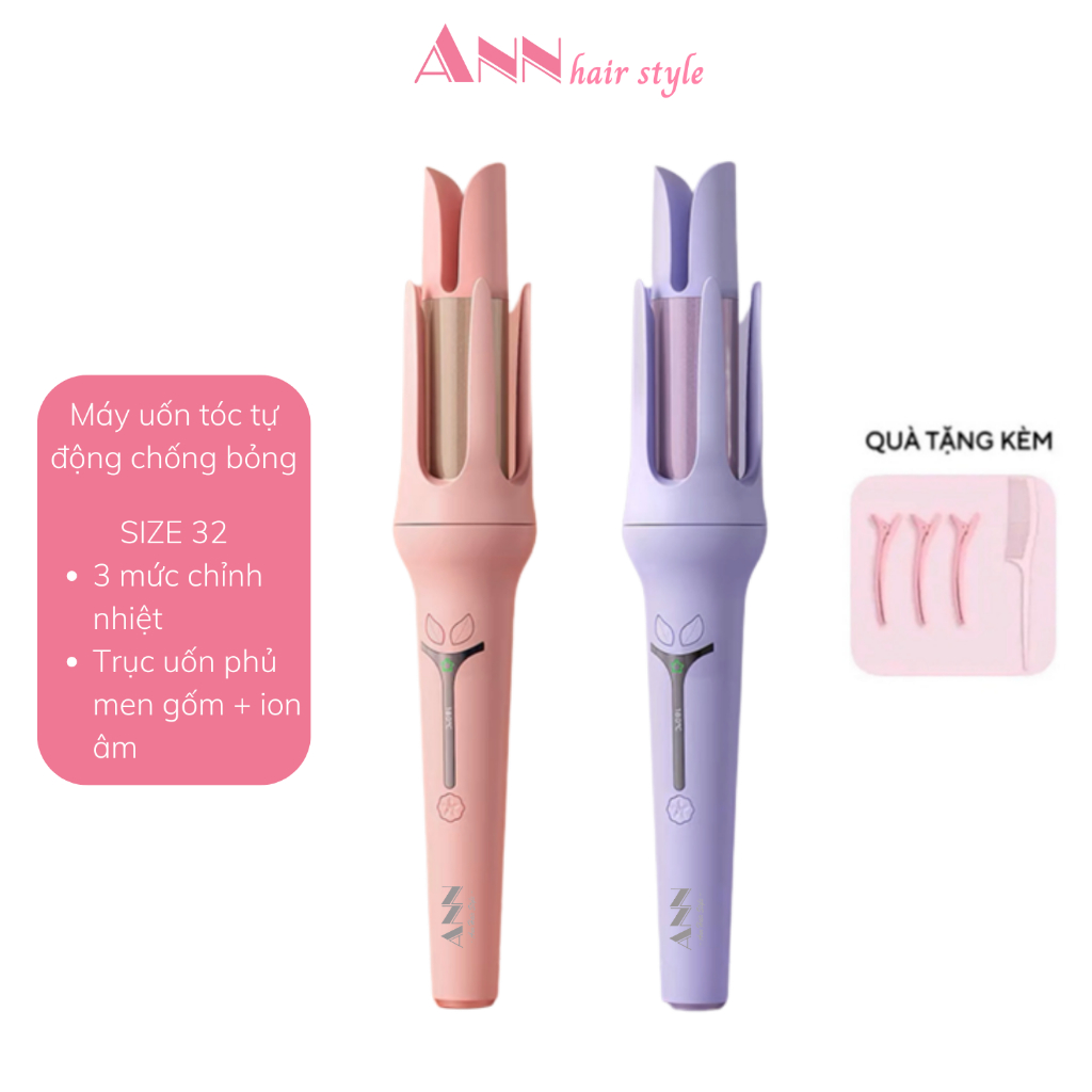  Máy uốn tóc xoăn tự động ANN - trục uốn 32mm - trục uốn phủ men gốm và ion âm phiên bản 2023 