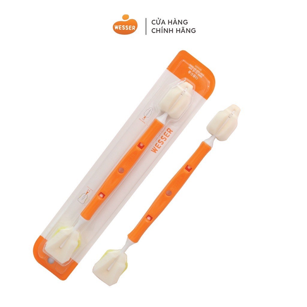Cây súc bình sữa đan năng 2 đầu,Cọ rửa vệ sinh bình sữa  đa năng wesser
