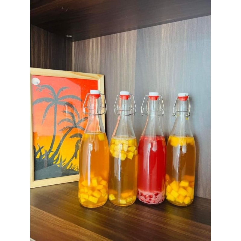 Chai Thủy Tinh Nắp Gài 750ml Hàng Loại 1 /Chài Tròn Gài 750ml/ Thể Tích 750ml.Tạo Ga F2Kombucha, Kefir
