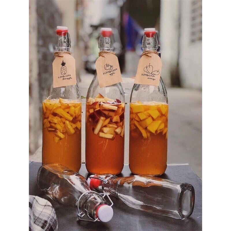 Chai Thủy Tinh Nắp Gài 750ml Hàng Loại 1 /Chài Tròn Gài 750ml/ Thể Tích 750ml.Tạo Ga F2Kombucha, Kefir